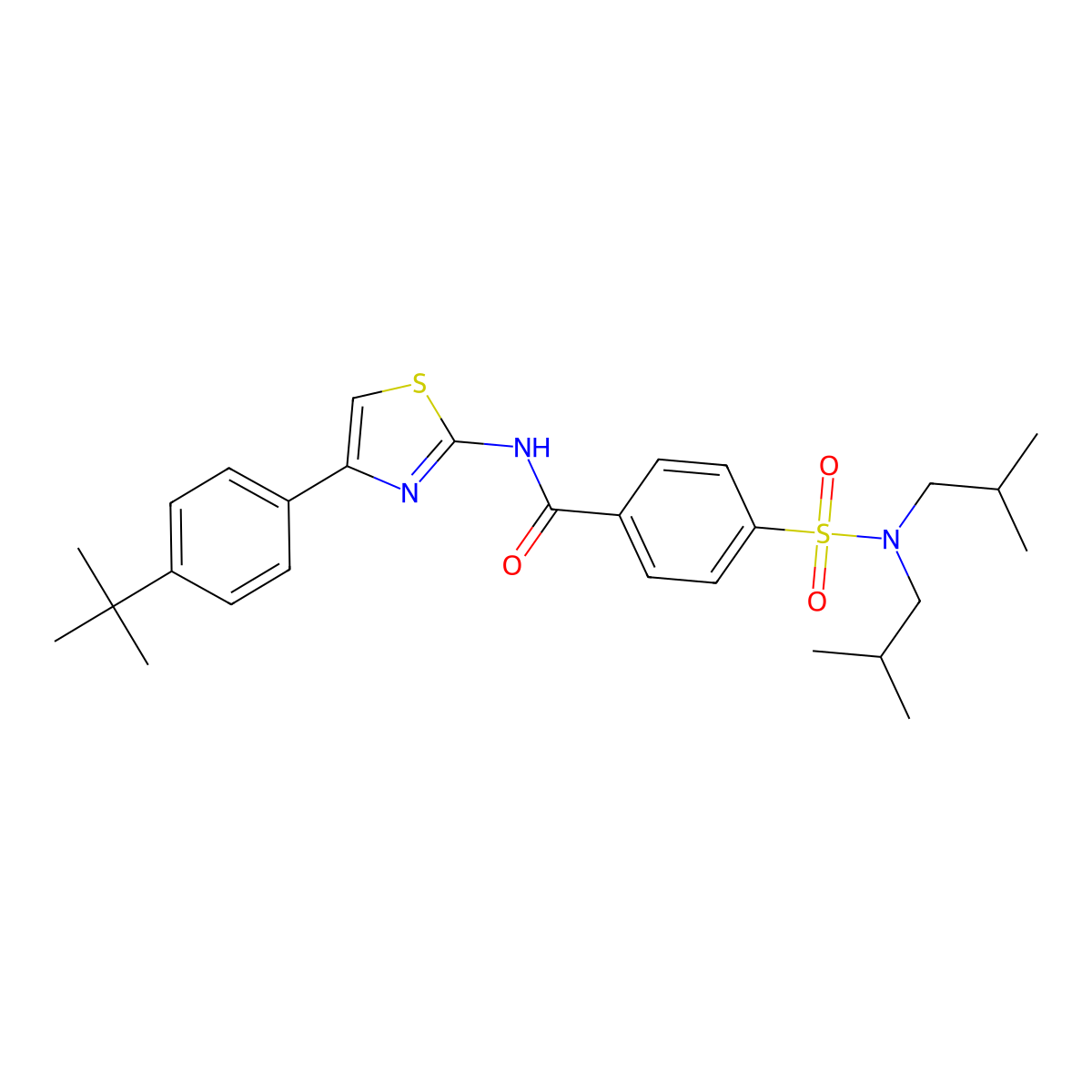 4-[bis(2-methylpropyl)sulfamoyl]-N-[4-(4-tert-butylphenyl)-1,3-thiazol-2-yl]benzamide molecular structure, CAS 476320-50-0