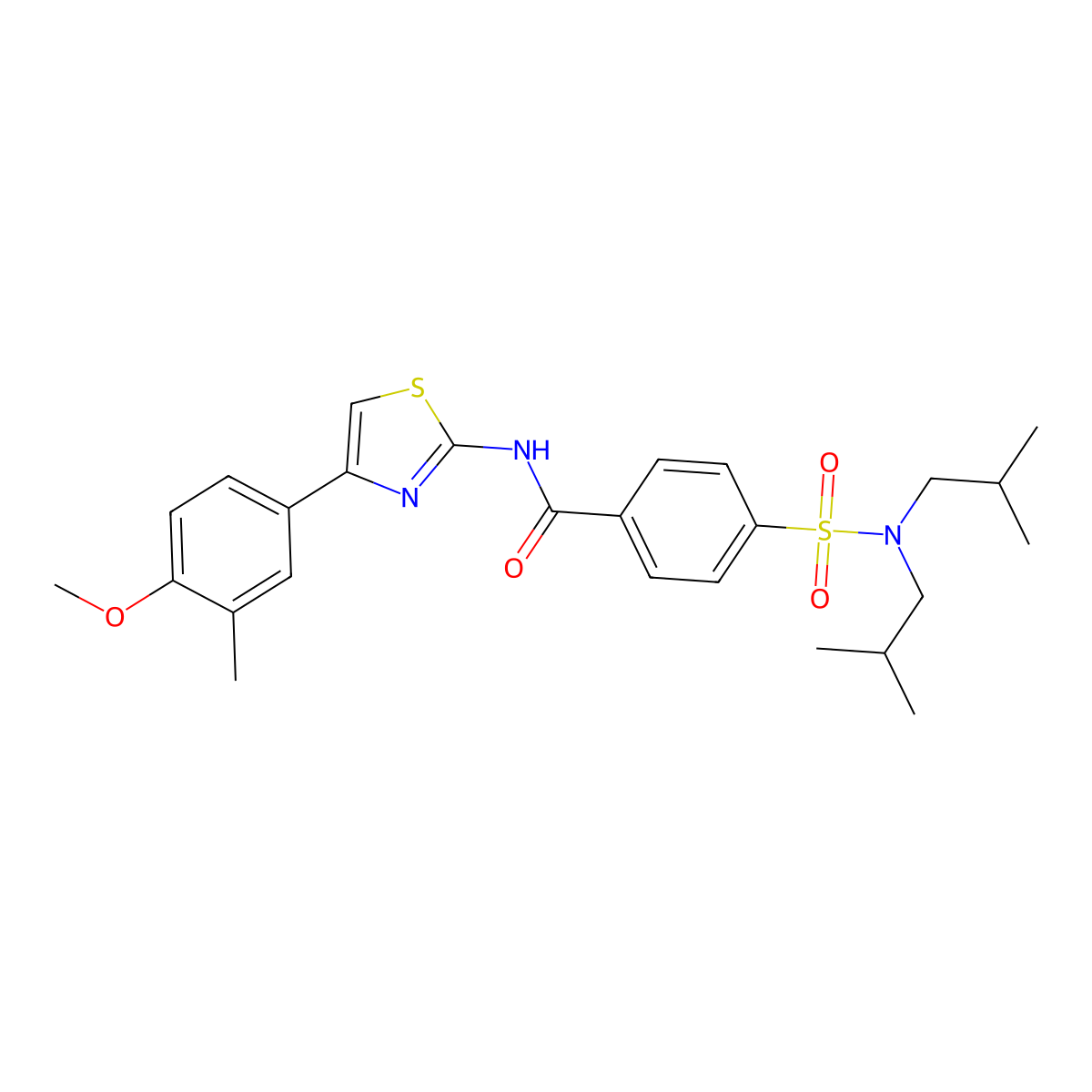4-[bis(2-methylpropyl)sulfamoyl]-N-[4-(4-methoxy-3-methylphenyl)-1,3-thiazol-2-yl]benzamide molecular structure, CAS 476320-53-3