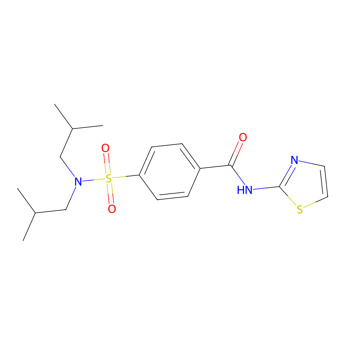 4-[bis(2-methylpropyl)sulfamoyl]-N-(1,3-thiazol-2-yl)benzamide molecular structure, CAS 476320-74-8