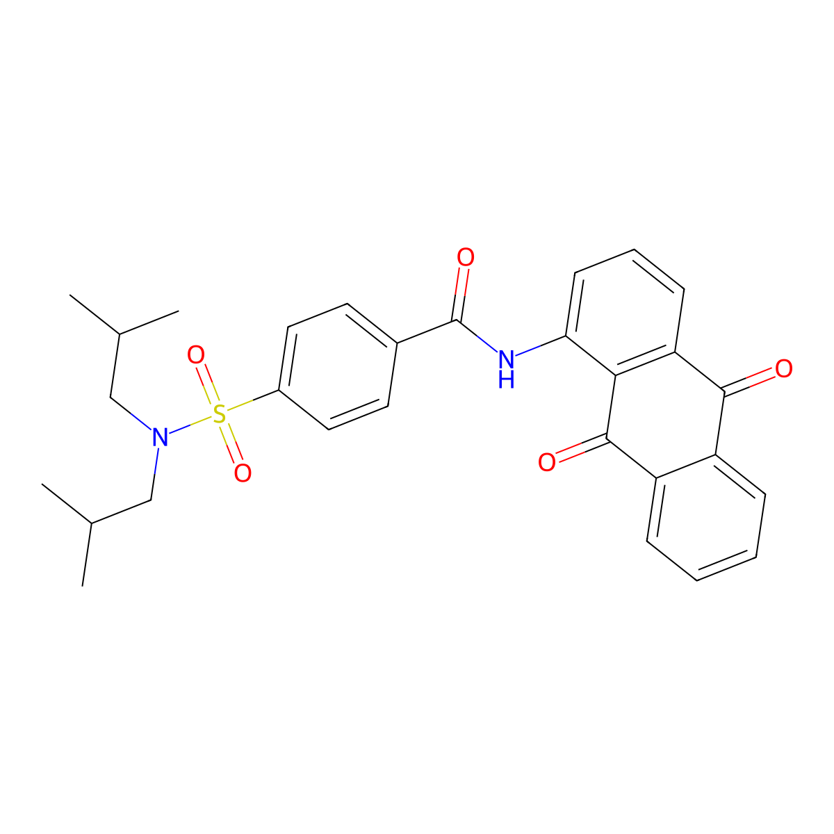 4-[bis(2-methylpropyl)sulfamoyl]-N-(9,10-dioxoanthracen-1-yl)benzamide molecular structure, CAS 476320-83-9