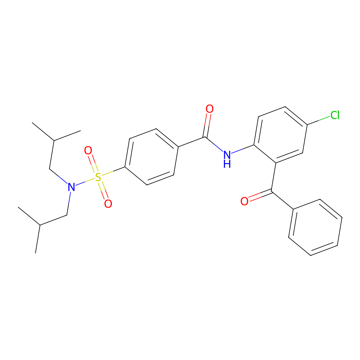 N-(2-benzoyl-4-chlorophenyl)-4-[bis(2-methylpropyl)sulfamoyl]benzamide molecular structure, CAS 476320-88-4