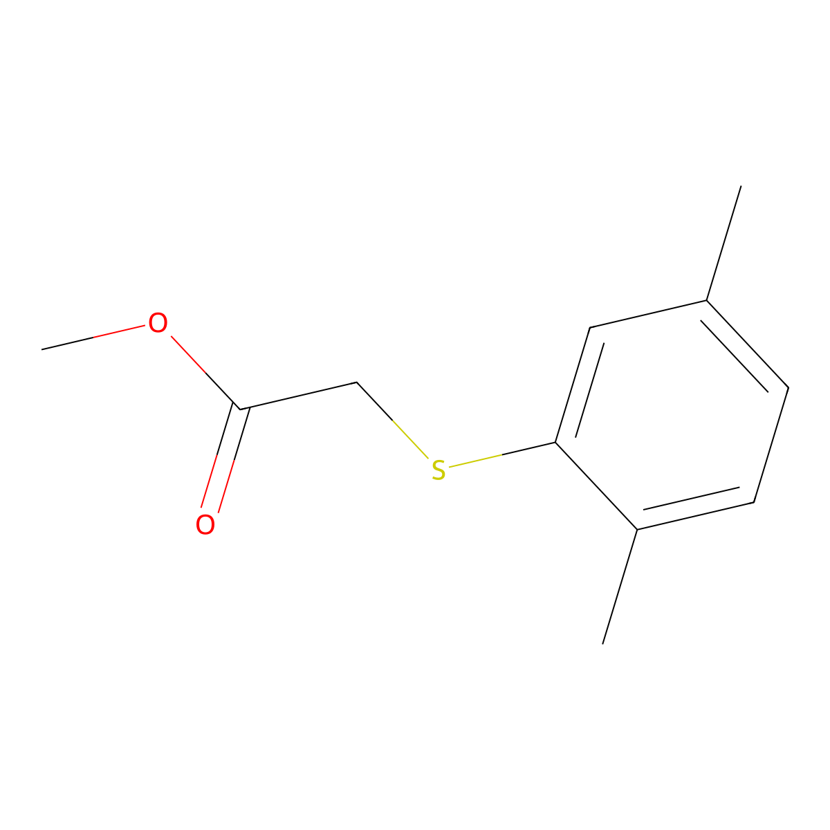 Methyl 2-((2,5-dimethylphenyl)thio)acetate molecular structure, CAS 476321-36-5
