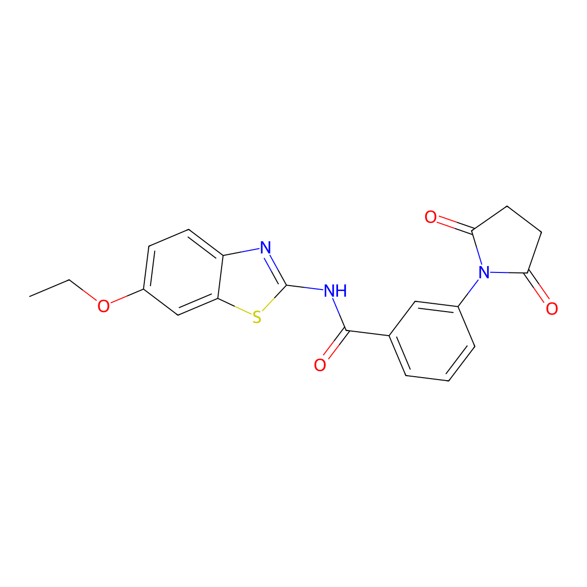 3-(2,5-dioxopyrrolidin-1-yl)-N-(6-ethoxy-1,3-benzothiazol-2-yl)benzamide molecular structure, CAS 476321-52-5