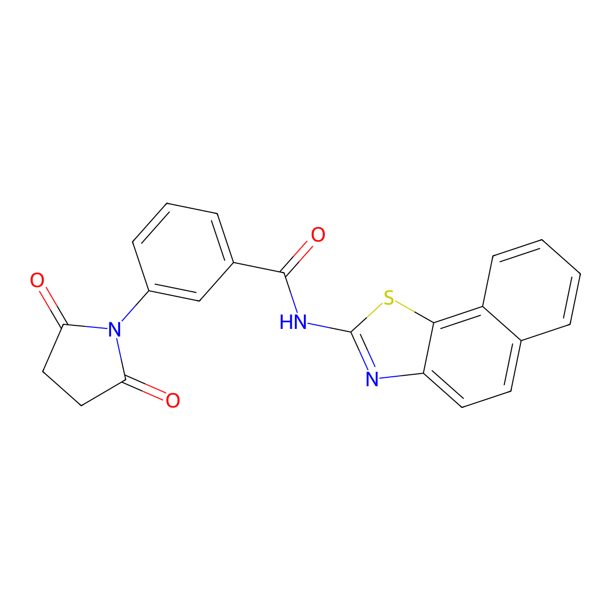 3-(2,5-dioxopyrrolidin-1-yl)-N-(naphtho[2,1-d]thiazol-2-yl)benzamide molecular structure, CAS 476321-57-0