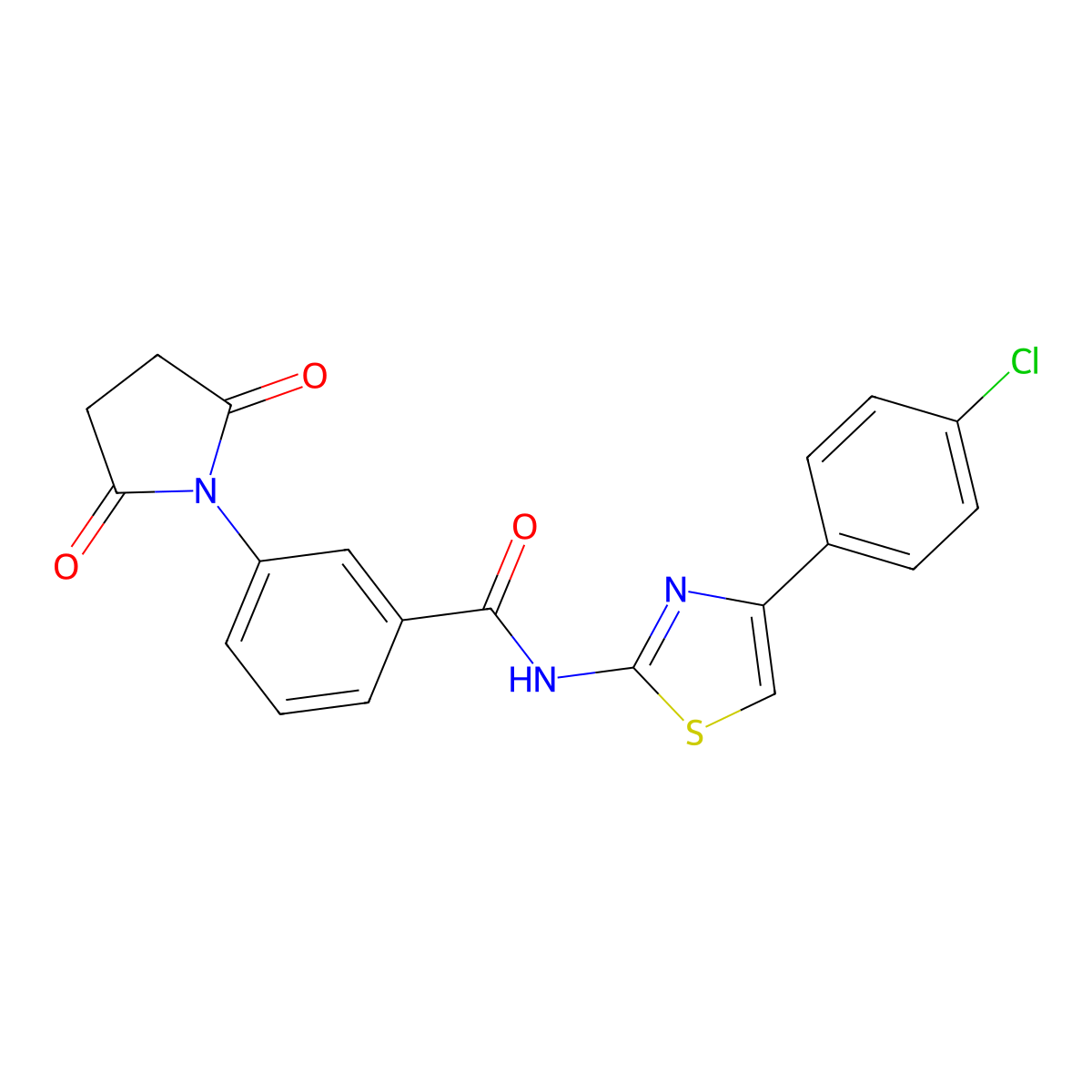 N-[4-(4-chlorophenyl)-1,3-thiazol-2-yl]-3-(2,5-dioxopyrrolidin-1-yl)benzamide molecular structure, CAS 476321-64-9