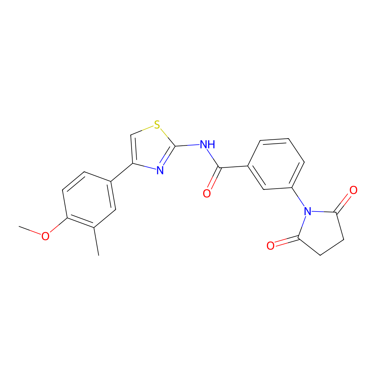 3-(2,5-dioxopyrrolidin-1-yl)-N-[4-(4-methoxy-3-methylphenyl)-1,3-thiazol-2-yl]benzamide molecular structure, CAS 476321-73-0
