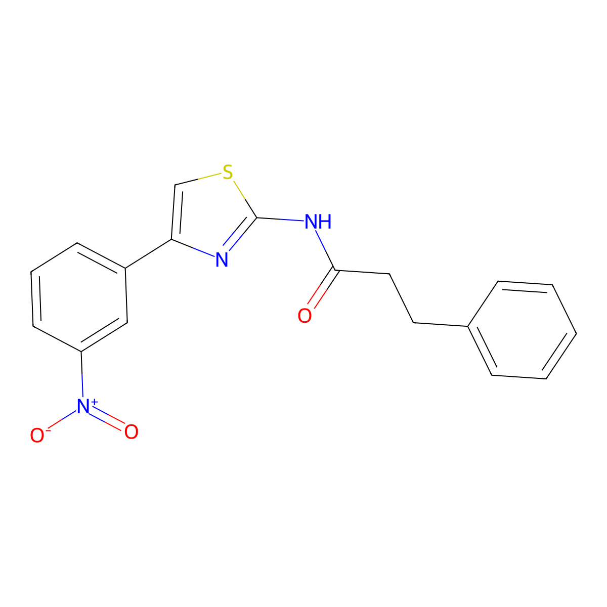 N-[4-(3-nitrophenyl)-1,3-thiazol-2-yl]-3-phenylpropanamide molecular structure, CAS 476323-26-9