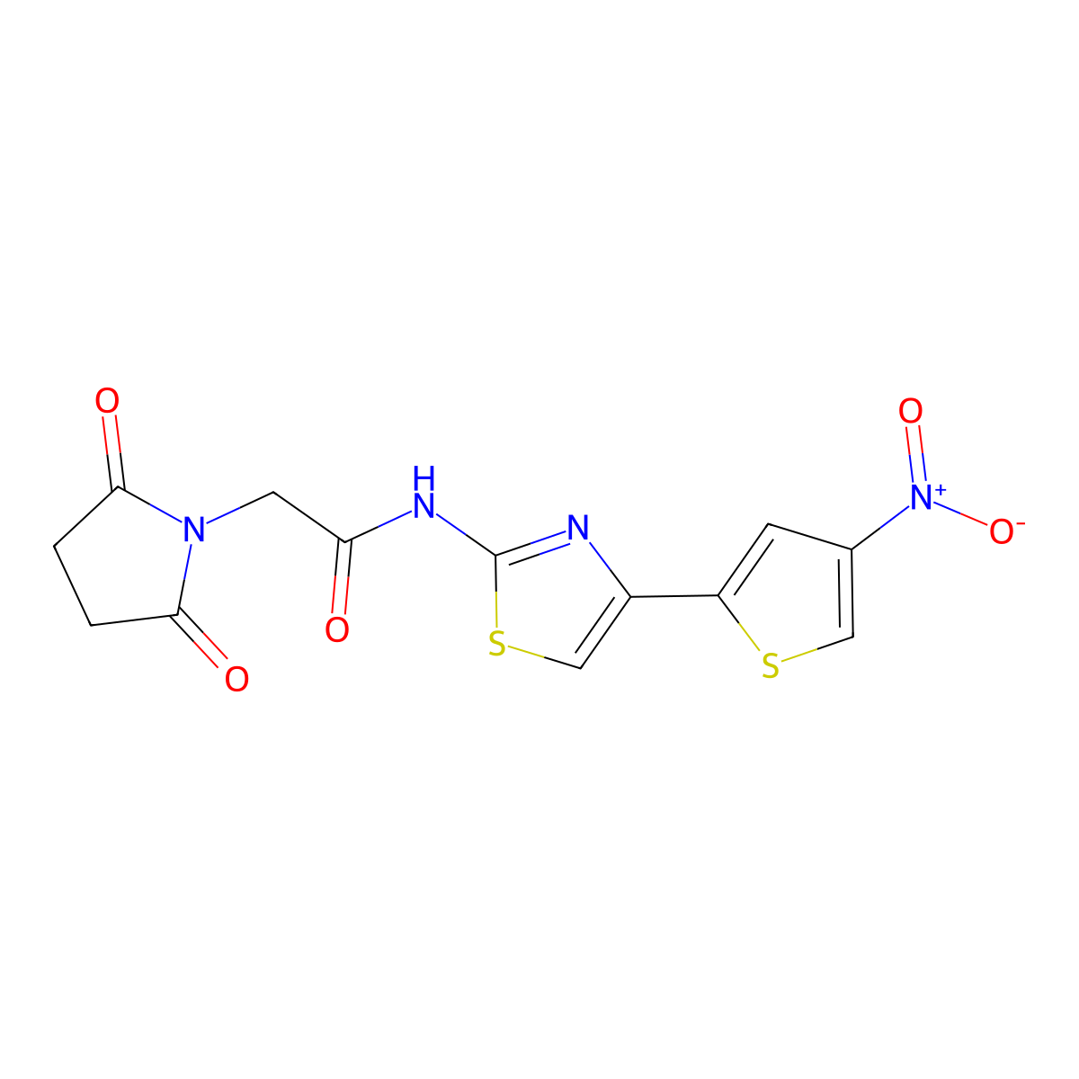 2-(2,5-dioxopyrrolidin-1-yl)-N-[4-(4-nitrothiophen-2-yl)-1,3-thiazol-2-yl]acetamide molecular structure, CAS 476323-79-2