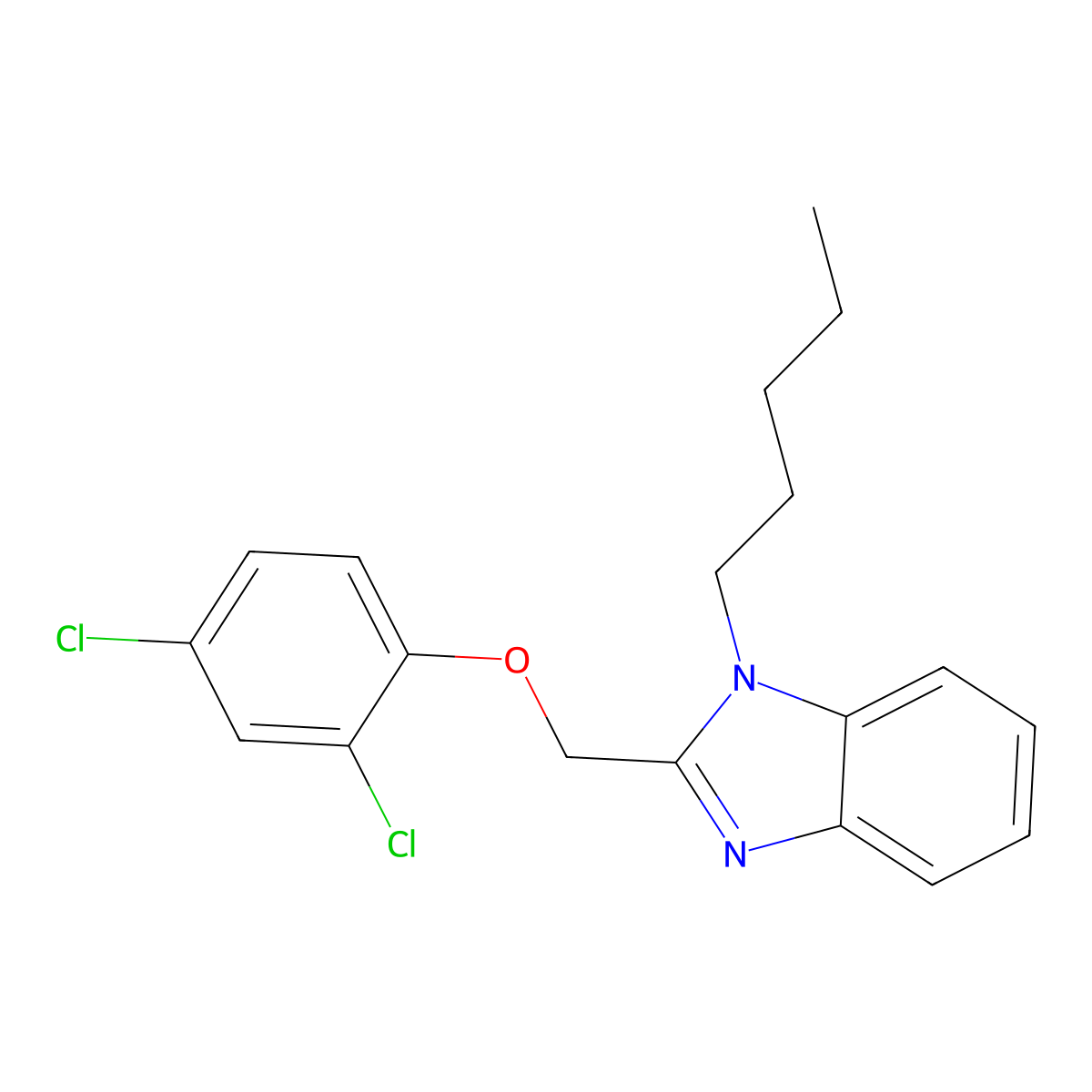 2-[(2,4-Dichlorophenoxy)methyl]-1-pentylbenzimidazole molecular structure, CAS 476324-59-1