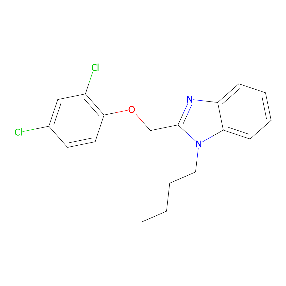 1-butyl-2-((2,4-dichlorophenoxy)methyl)-1H-benzo[d]imidazole molecular structure, CAS 476324-60-4