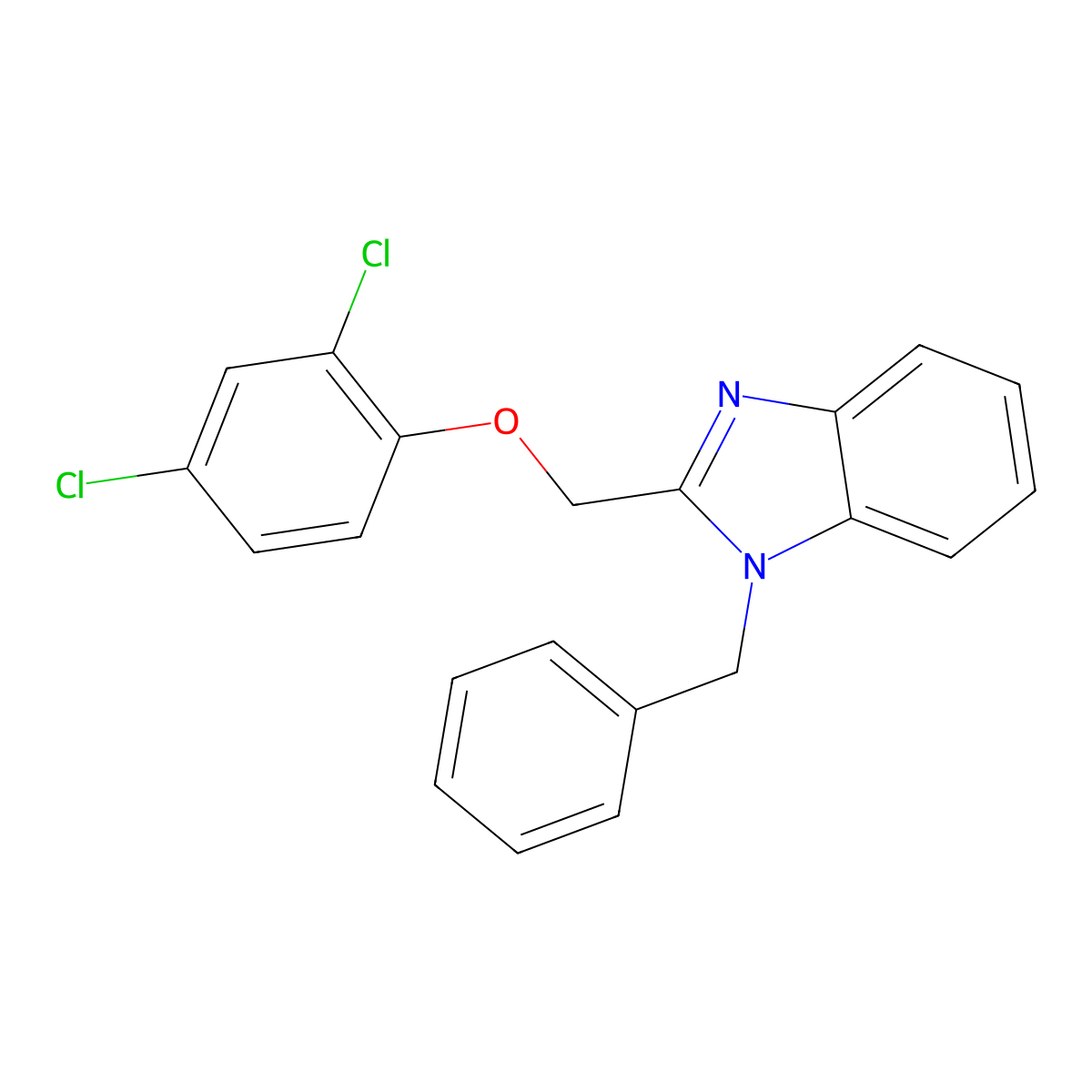 1-Benzyl-2-[(2,4-dichlorophenoxy)methyl]benzimidazole molecular structure, CAS 476324-63-7