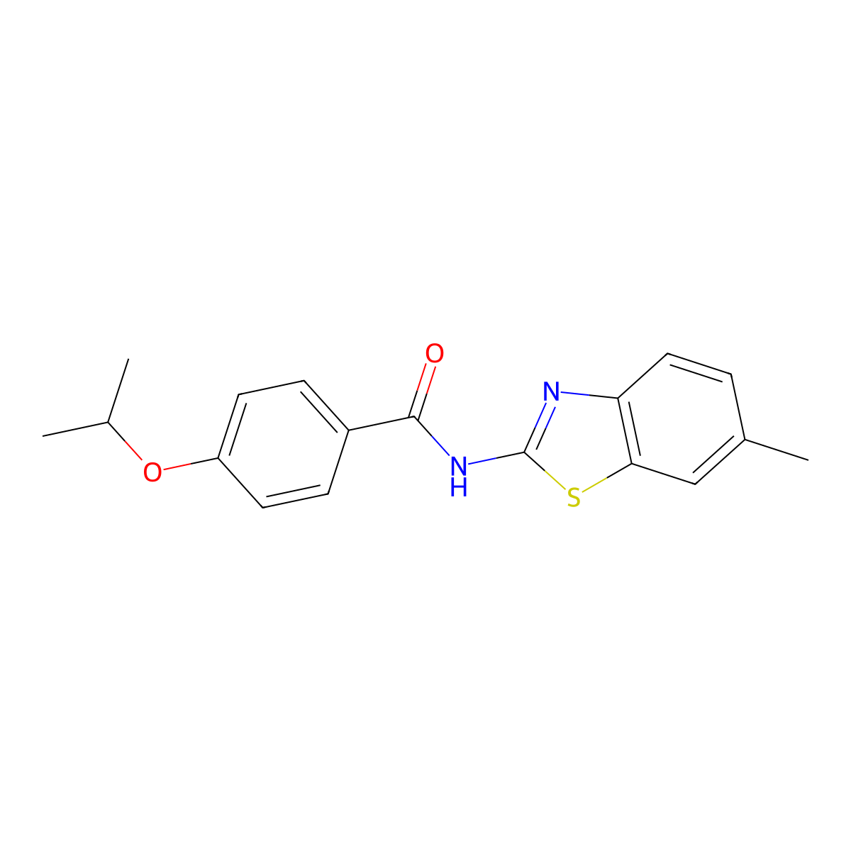 N-(6-methyl-1,3-benzothiazol-2-yl)-4-(propan-2-yloxy)benzamide molecular structure, CAS 476325-04-9