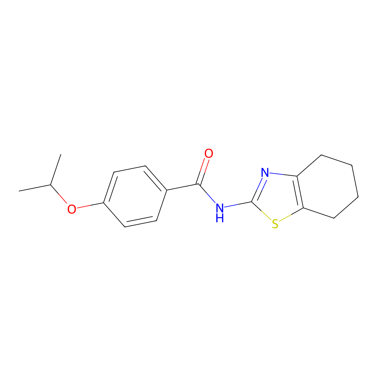 4-isopropoxy-N-(4,5,6,7-tetrahydrobenzo[d]thiazol-2-yl)benzamide molecular structure, CAS 476325-08-3