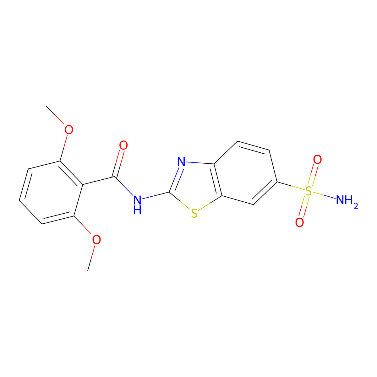 2,6-dimethoxy-N-(6-sulfamoyl-1,3-benzothiazol-2-yl)benzamide molecular structure, CAS 476325-84-5