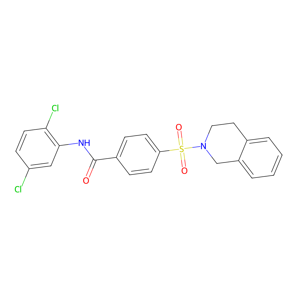 N-(2,5-dichlorophenyl)-4-(3,4-dihydro-1H-isoquinolin-2-ylsulfonyl)benzamide molecular structure, CAS 476326-23-5