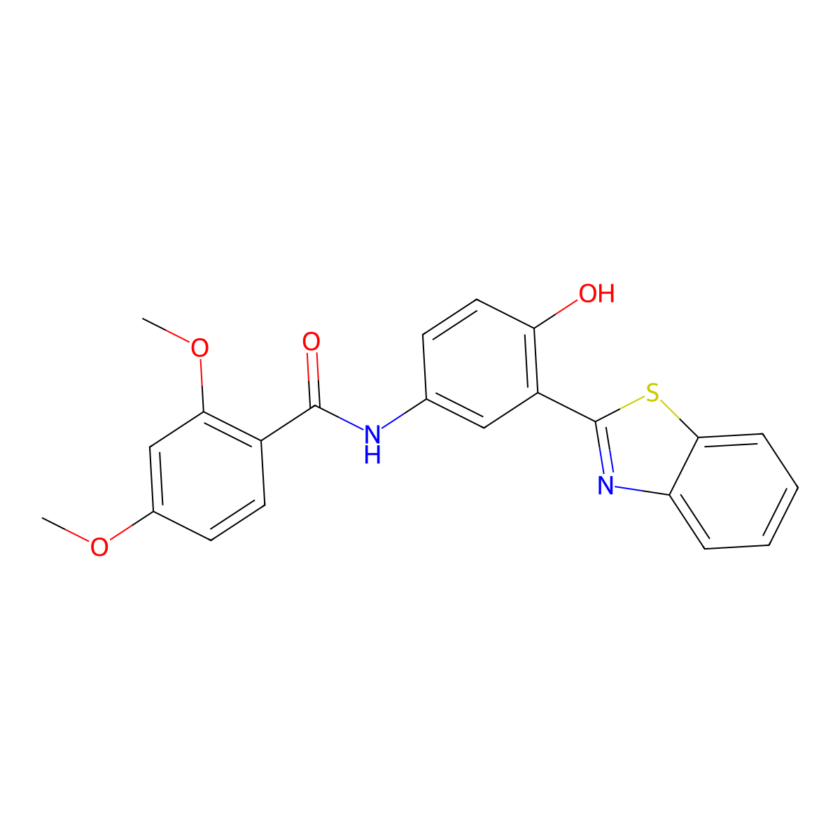 N-(3-(benzo[d]thiazol-2-yl)-4-hydroxyphenyl)-2,4-dimethoxybenzamide molecular structure, CAS 476326-30-4
