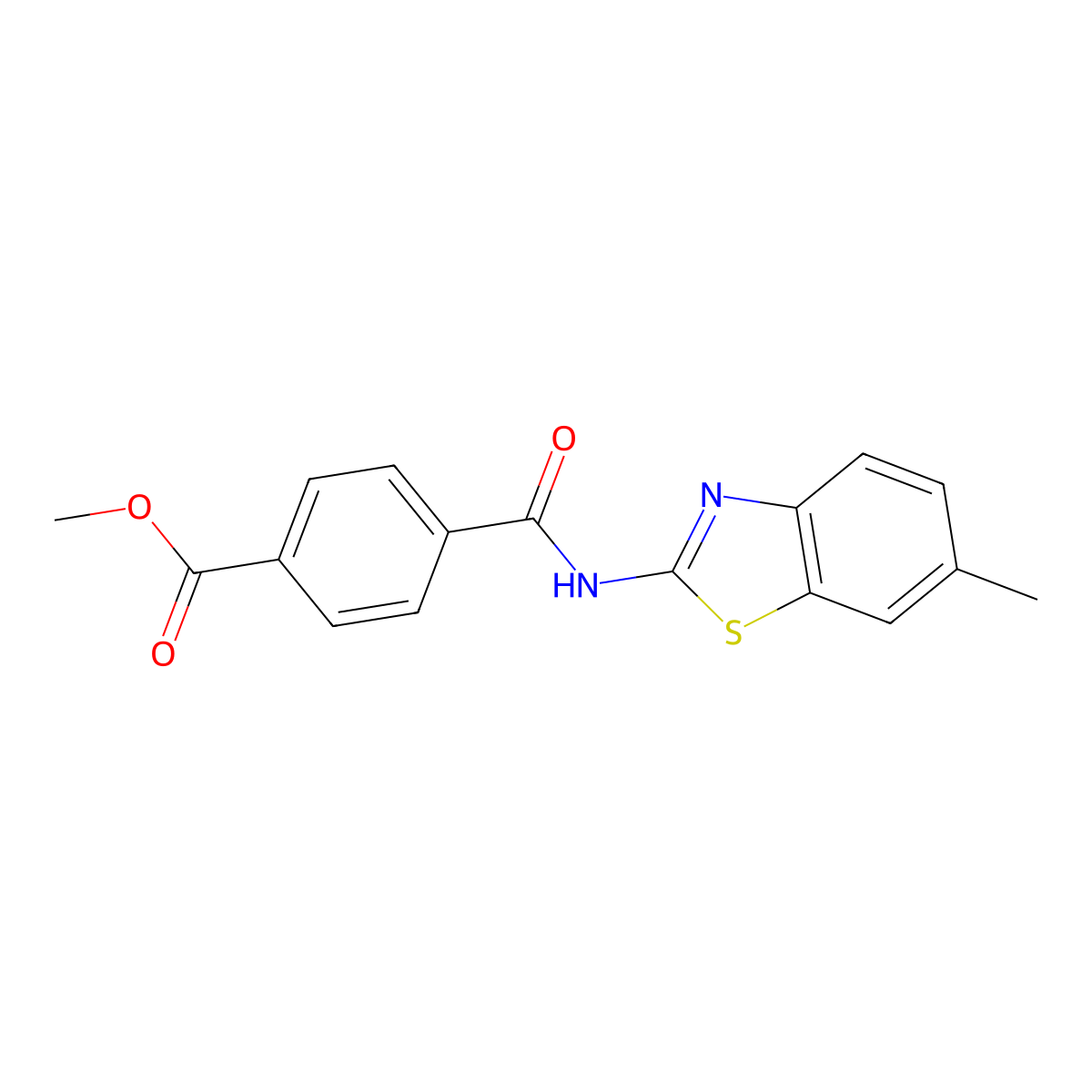 Methyl 4-[(6-methyl-1,3-benzothiazol-2-yl)carbamoyl]benzoate molecular structure, CAS 476326-33-7