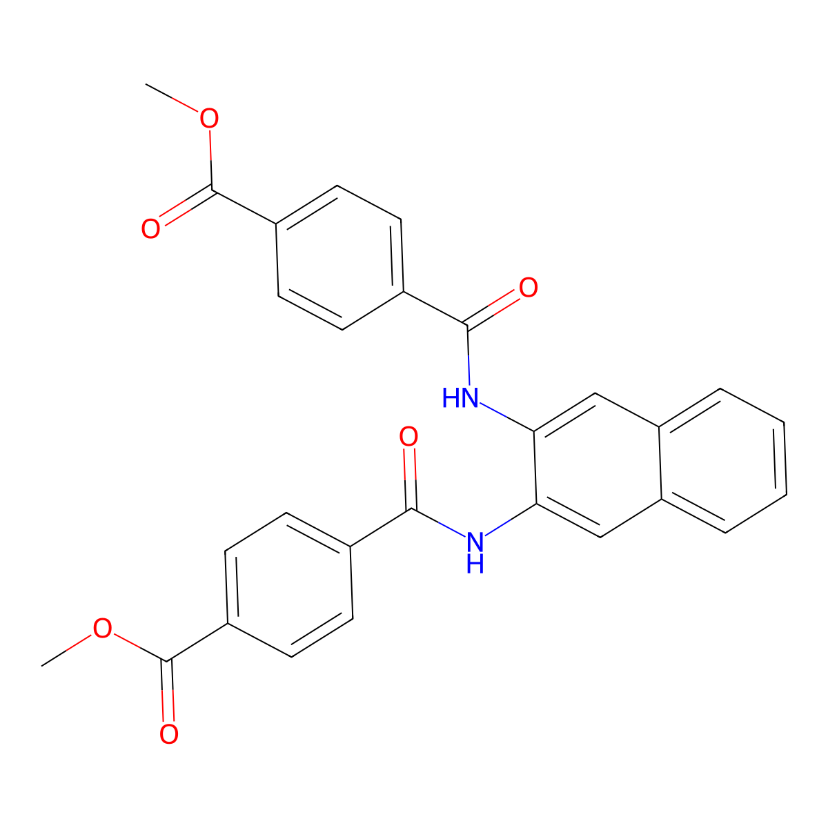 Methyl 4-[[3-[(4-methoxycarbonylbenzoyl)amino]naphthalen-2-yl]carbamoyl]benzoate molecular structure, CAS 476326-59-7