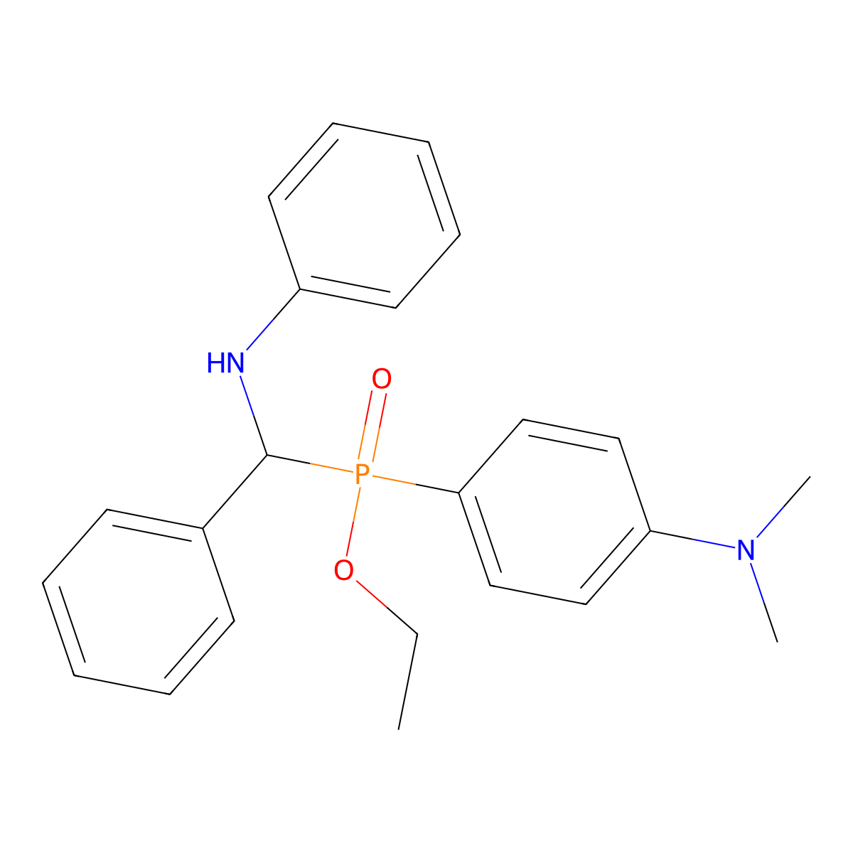 Ethyl (4-(dimethylamino)phenyl)(phenyl(phenylamino)methyl)phosphinate molecular structure, CAS 476326-76-8