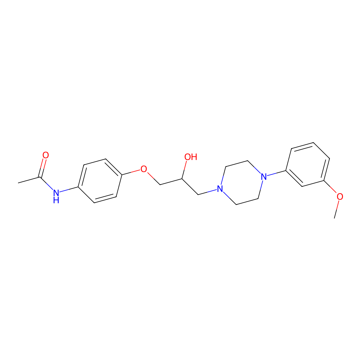 N-(4-(2-Hydroxy-3-(4-(3-methoxyphenyl)-1-piperazinyl)propoxy)phenyl)acetamide molecular structure, CAS 47633-31-8