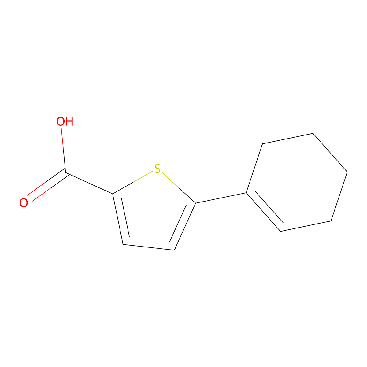 5-(1-Cyclohexen-1-yl)-2-thiophenecarboxylic acid molecular structure, CAS 476342-38-8