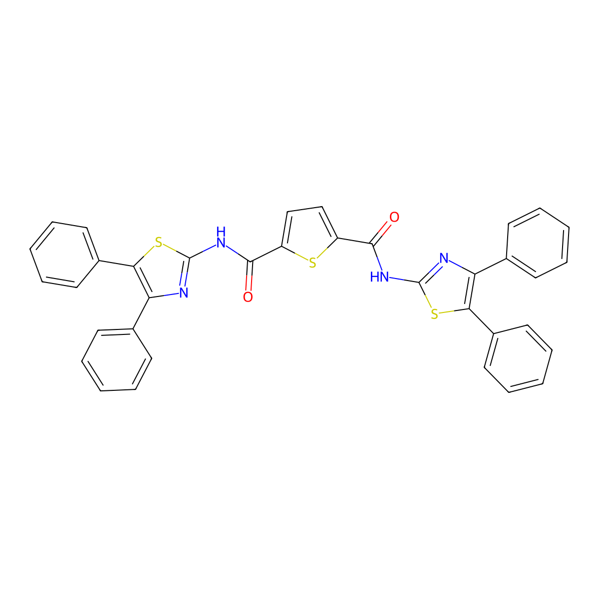N2,N5-bis(4,5-diphenylthiazol-2-yl)thiophene-2,5-dicarboxamide molecular structure, CAS 476355-36-9