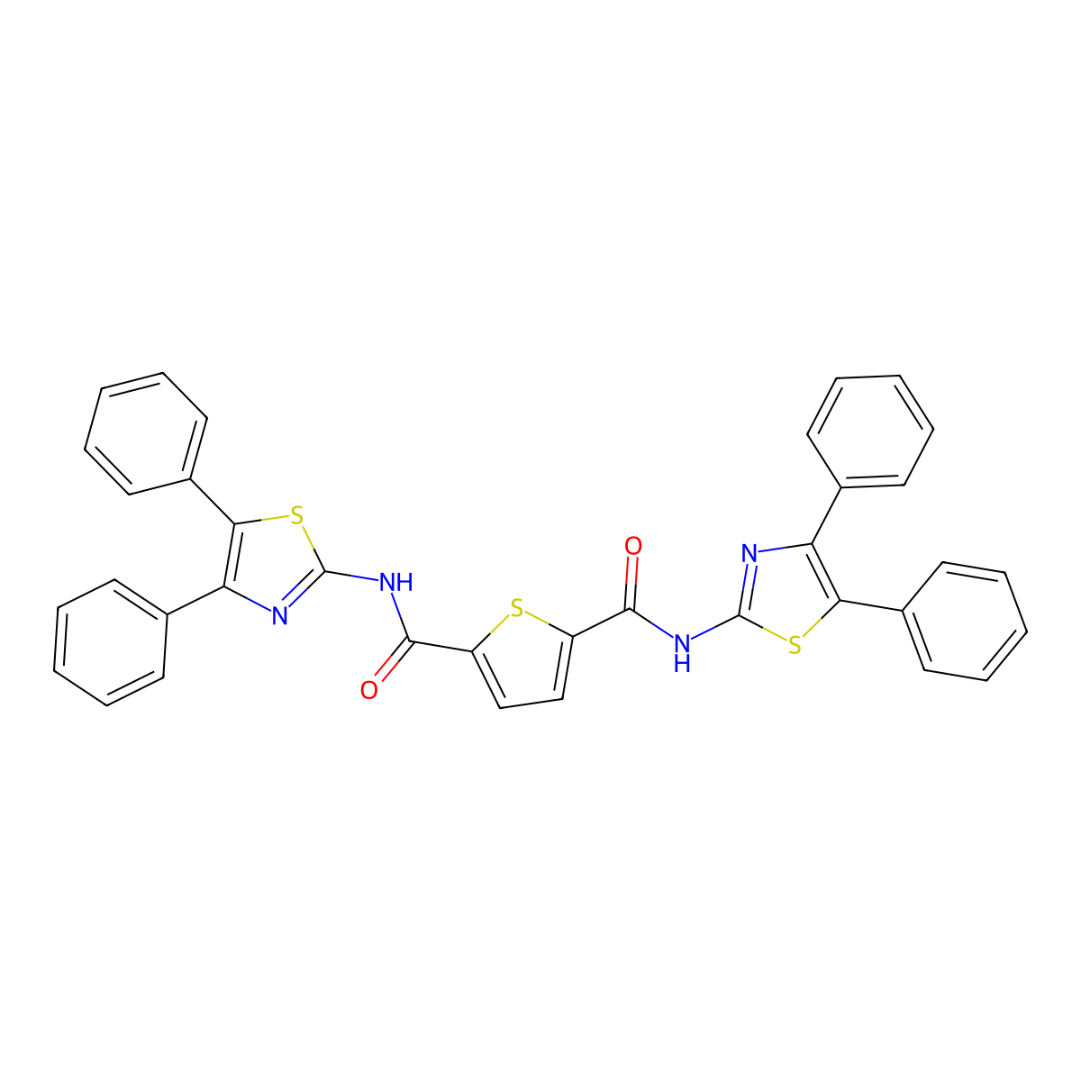 N2,N5-bis(4,5-diphenylthiazol-2-yl)thiophene-2,5-dicarboxamide molecular structure, CAS 476355-36-9