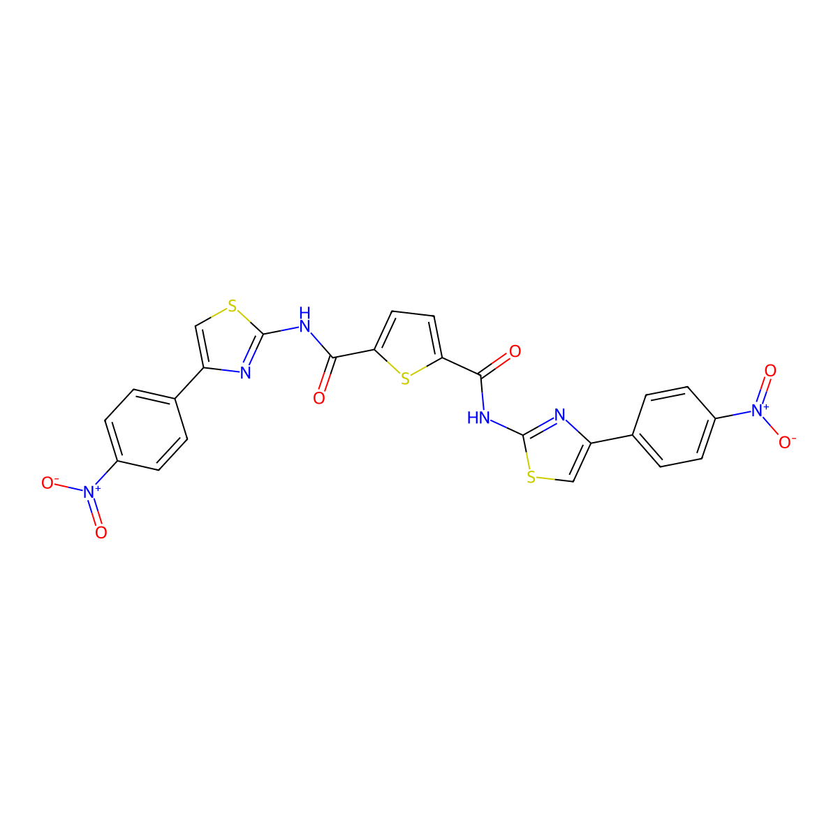 N2,N5-bis(4-(4-nitrophenyl)thiazol-2-yl)thiophene-2,5-dicarboxamide molecular structure, CAS 476355-41-6
