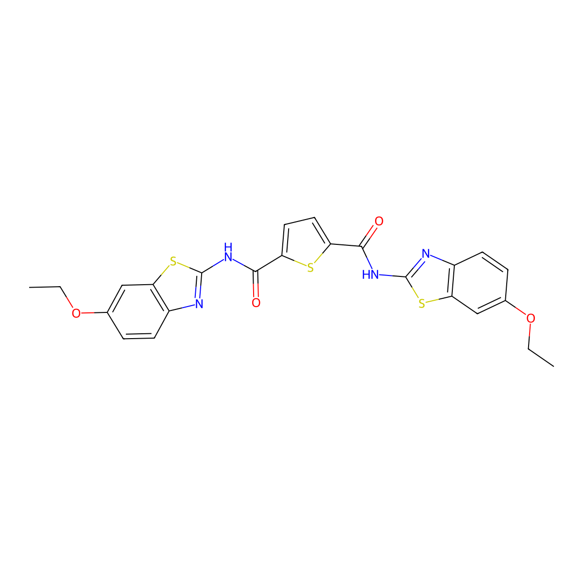 N2,N5-bis(6-ethoxybenzo[d]thiazol-2-yl)thiophene-2,5-dicarboxamide molecular structure, CAS 476355-45-0