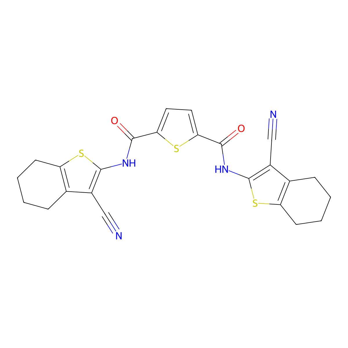 N2,N5-bis(3-cyano-4,5,6,7-tetrahydrobenzo[b]thiophen-2-yl)thiophene-2,5-dicarboxamide molecular structure, CAS 476355-81-4