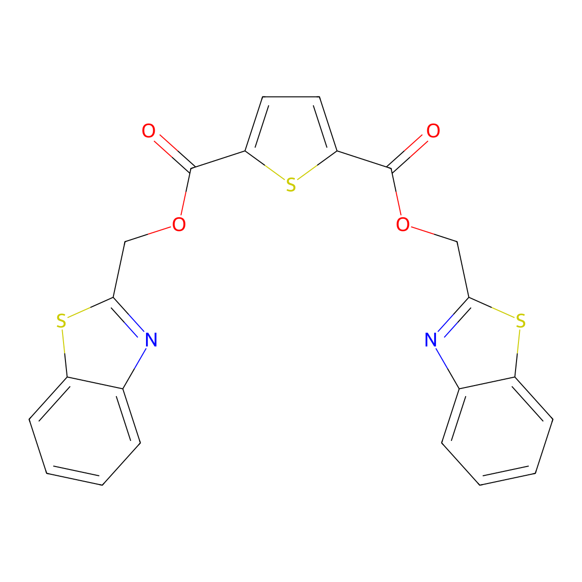 Bis(benzo[d]thiazol-2-ylmethyl) thiophene-2,5-dicarboxylate molecular structure, CAS 476355-87-0