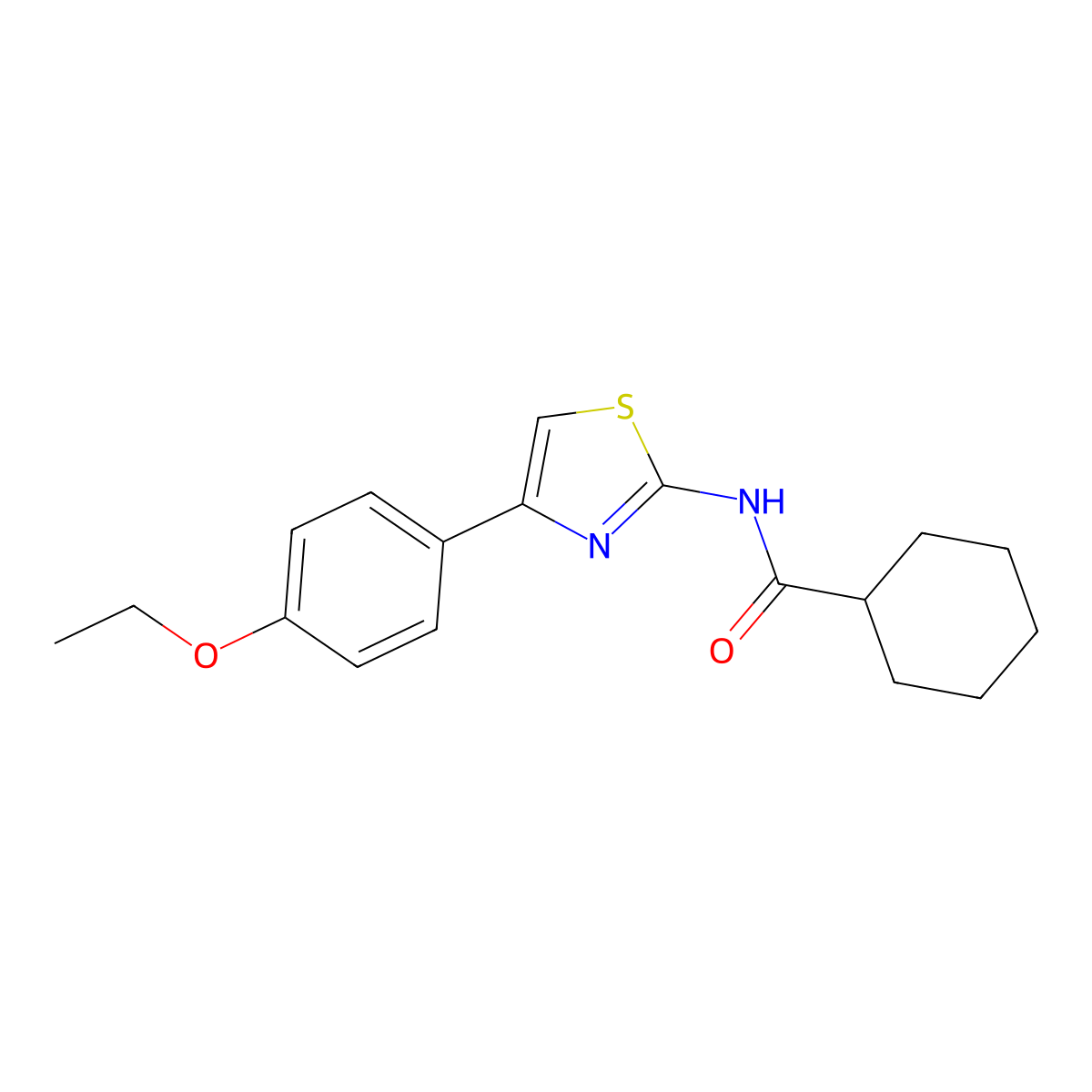 N-[4-(4-ethoxyphenyl)-1,3-thiazol-2-yl]cyclohexanecarboxamide molecular structure, CAS 476356-52-2