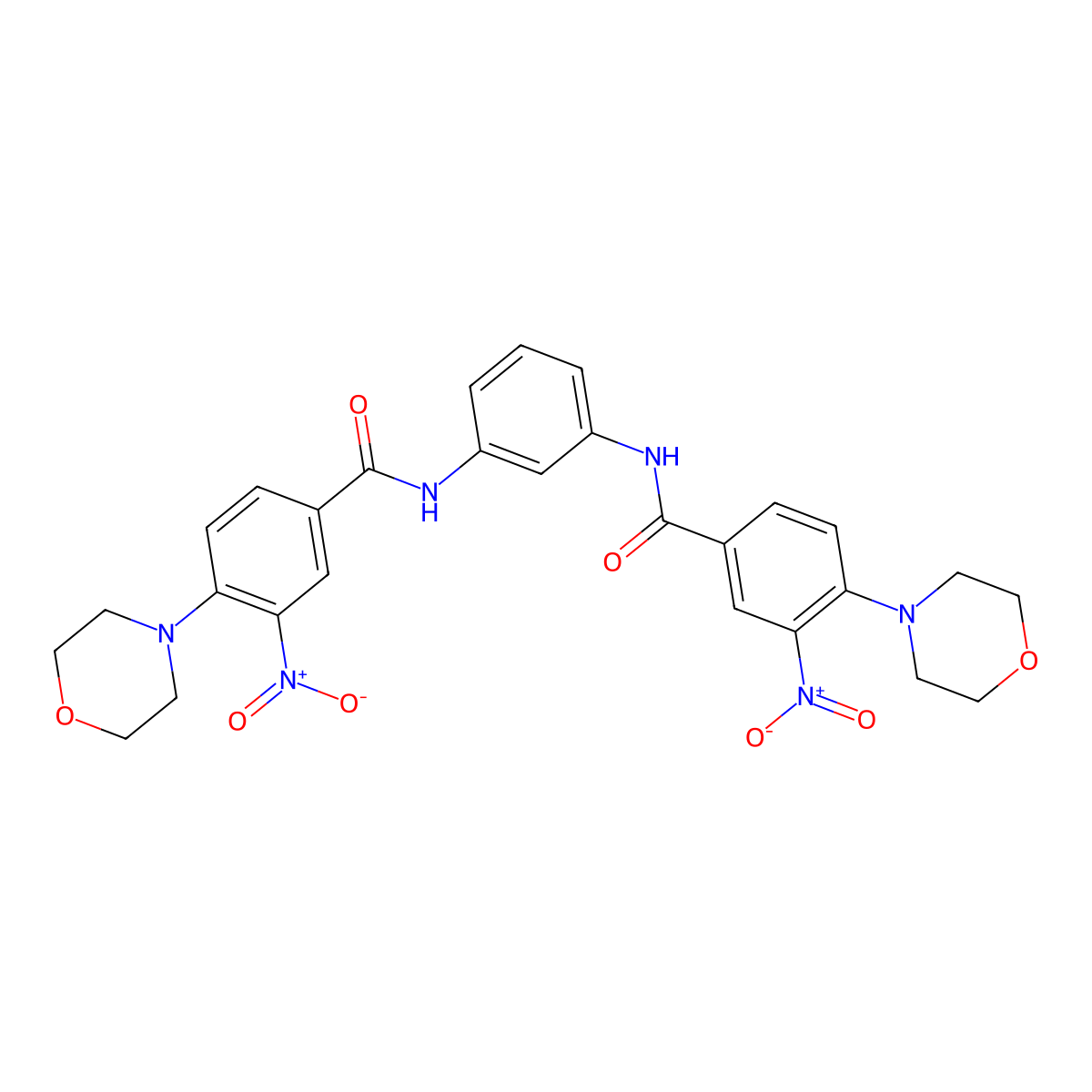 N,N'-(1,3-phenylene)bis(4-morpholino-3-nitrobenzamide) molecular structure, CAS 476356-80-6
