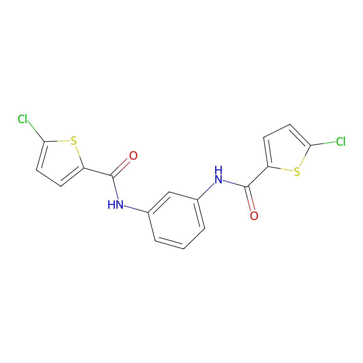 5-chloro-N-[3-[(5-chlorothiophene-2-carbonyl)amino]phenyl]thiophene-2-carboxamide molecular structure, CAS 476357-03-6