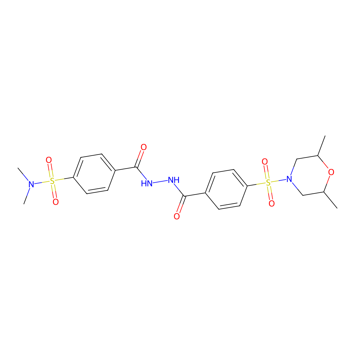 4-(2-(4-((2,6-dimethylmorpholino)sulfonyl)benzoyl)hydrazinecarbonyl)-N,N-dimethylbenzenesulfonamide molecular structure, CAS 476358-22-2