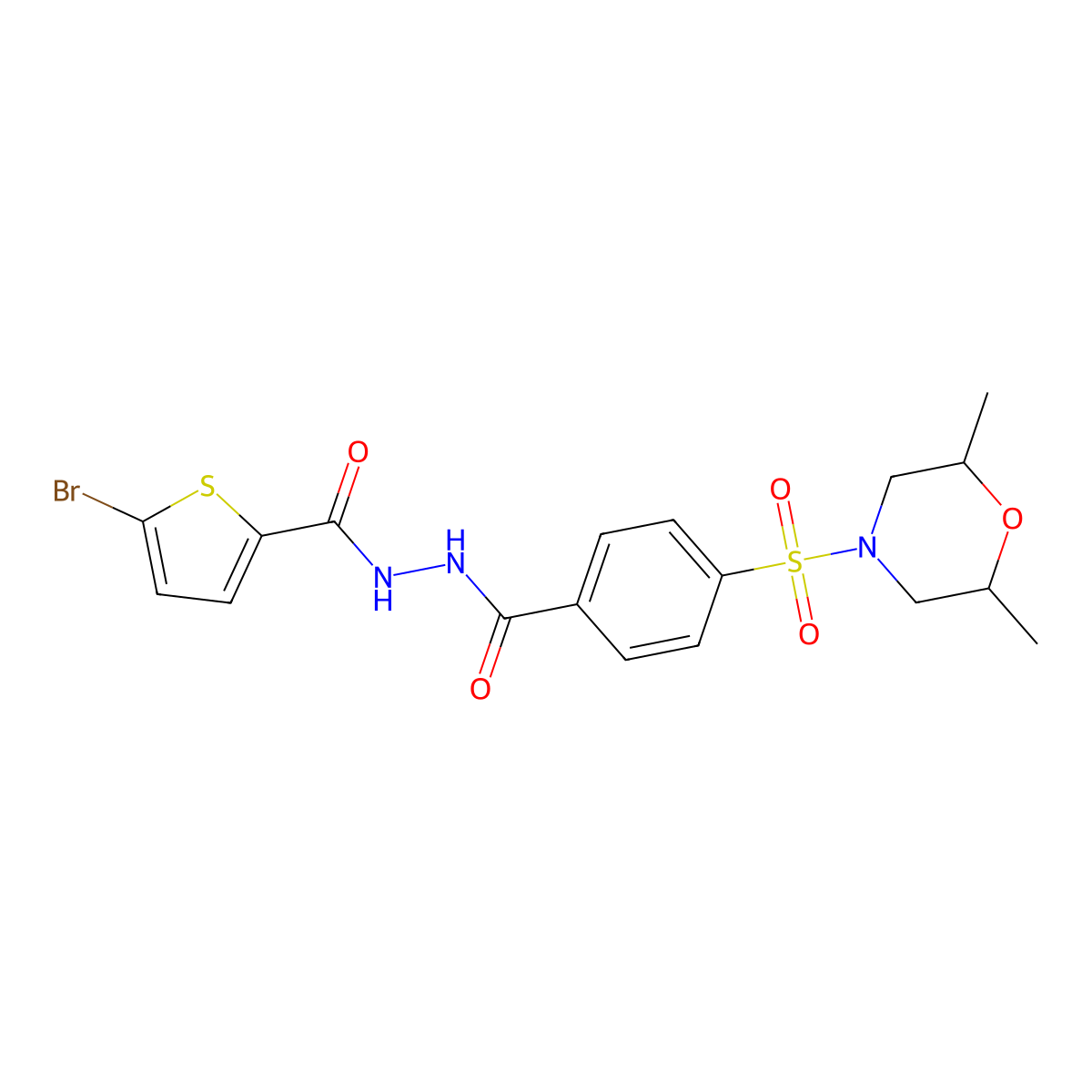 5-bromo-N'-[4-(2,6-dimethylmorpholin-4-yl)sulfonylbenzoyl]thiophene-2-carbohydrazide molecular structure, CAS 476358-29-9