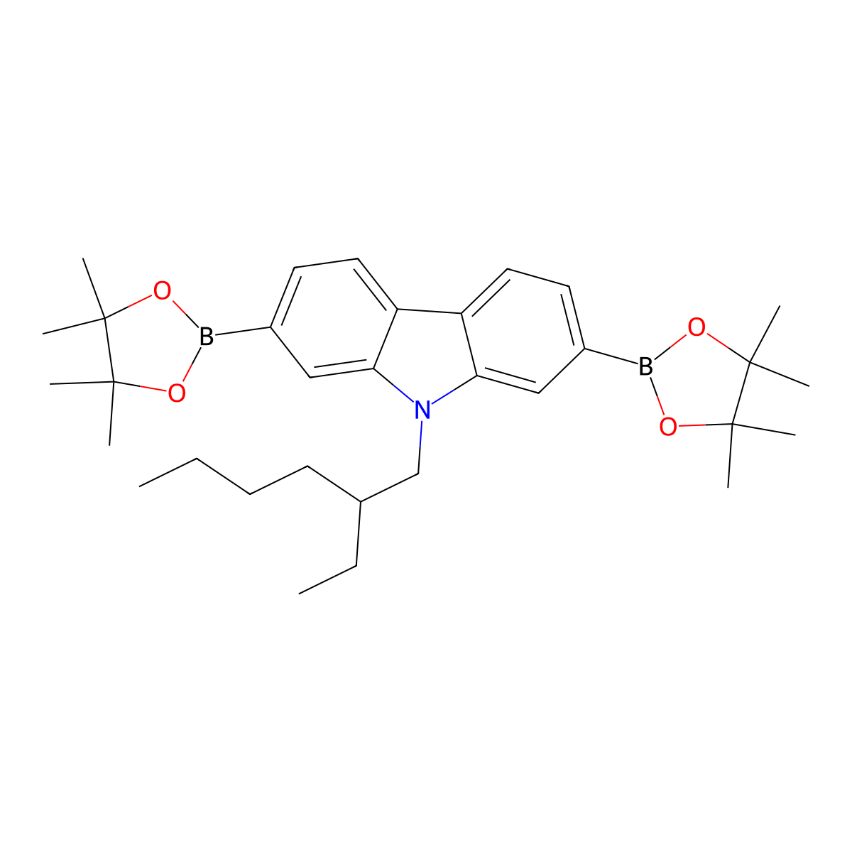 9-(2-Ethylhexyl)-2,7-bis(4,4,5,5-tetramethyl-1,3,2-dioxaborolan-2-yl)-9H-carbazole molecular structure, CAS 476360-83-5