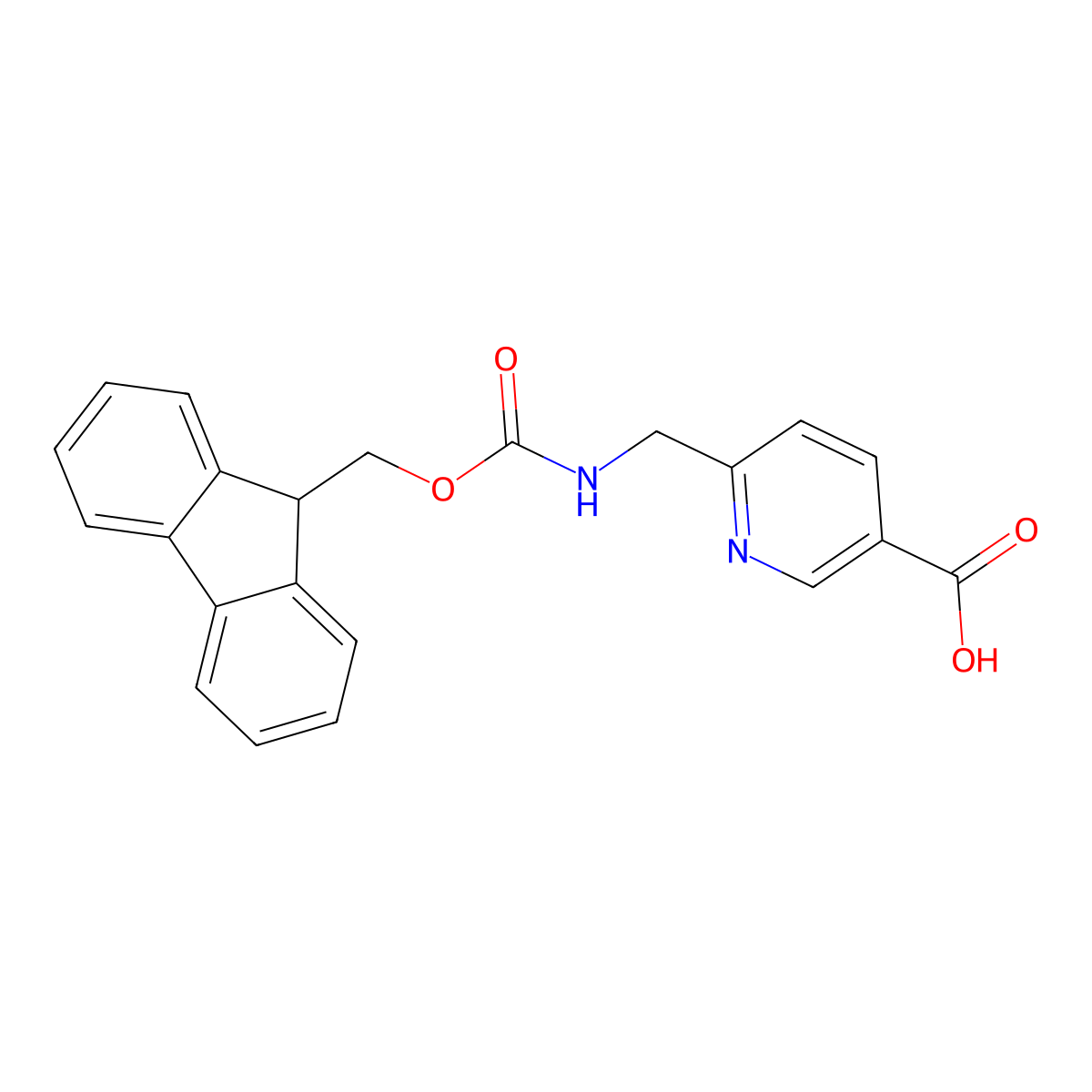 6-(((((9H-fluoren-9-yl)methoxy)carbonyl)amino)methyl)pyridine-3-carboxylic acid molecular structure, CAS 476362-73-9