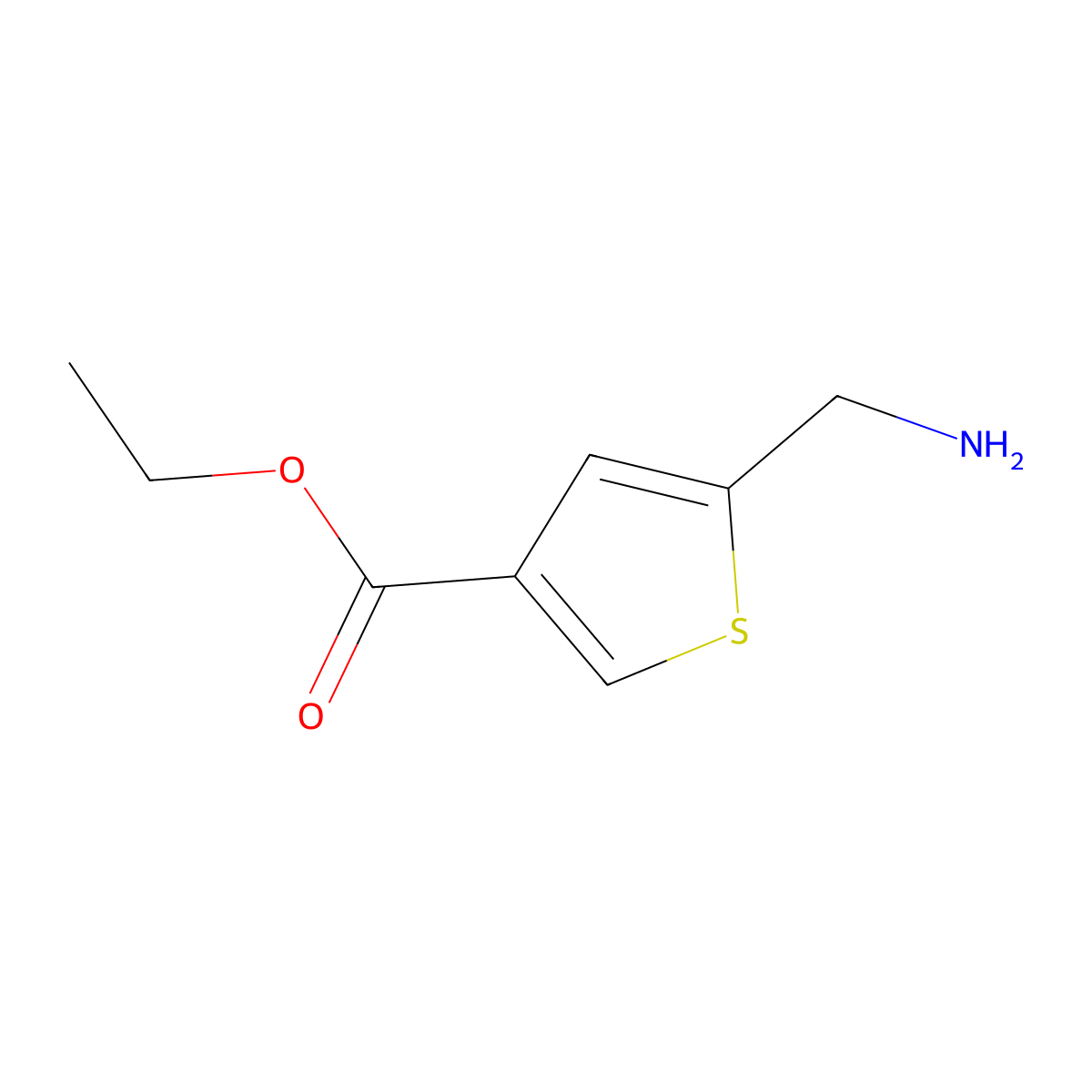 Ethyl 5-(aminomethyl)thiophene-3-carboxylate molecular structure, CAS 476362-78-4