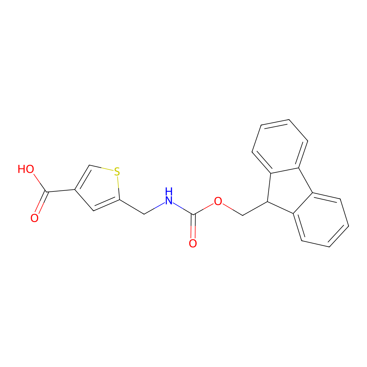 5-[({[(9H-fluoren-9-yl)methoxy]carbonyl}amino)methyl]thiophene-3-carboxylic acid molecular structure, CAS 476362-79-5