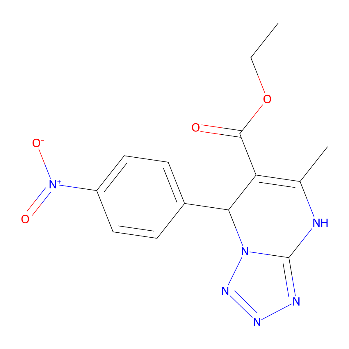 Ethyl 5-methyl-7-(4-nitrophenyl)-4H,7H-[1,2,3,4]tetrazolo[1,5-A]pyrimidine-6-carboxylate molecular structure, CAS 476364-90-6