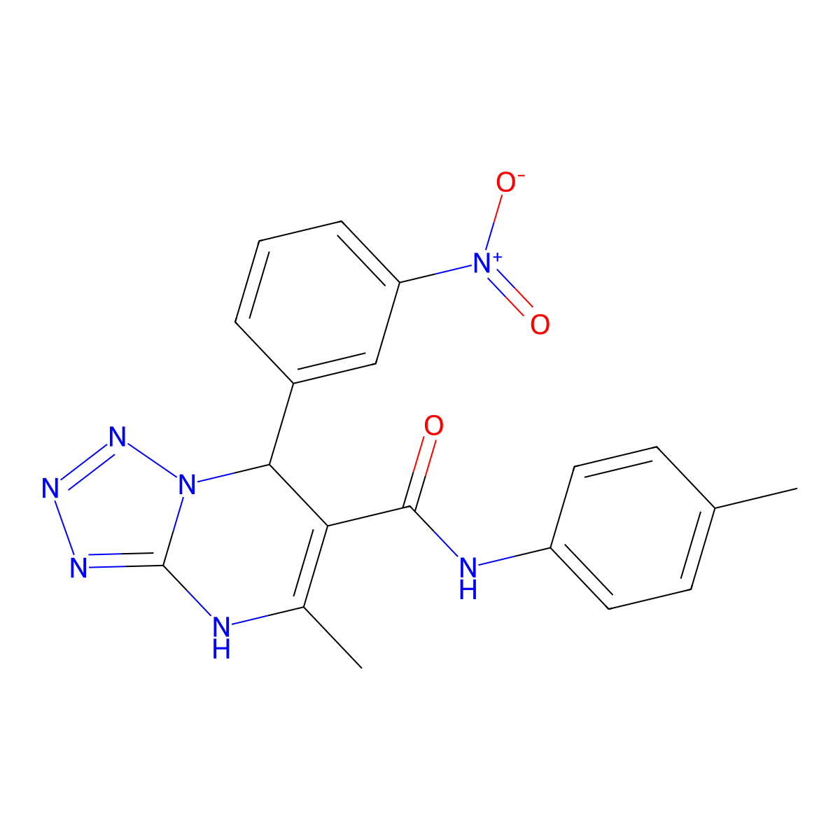 5-methyl-7-(3-nitrophenyl)-N-(p-tolyl)-4,7-dihydrotetrazolo[1,5-a]pyrimidine-6-carboxamide molecular structure, CAS 476364-95-1