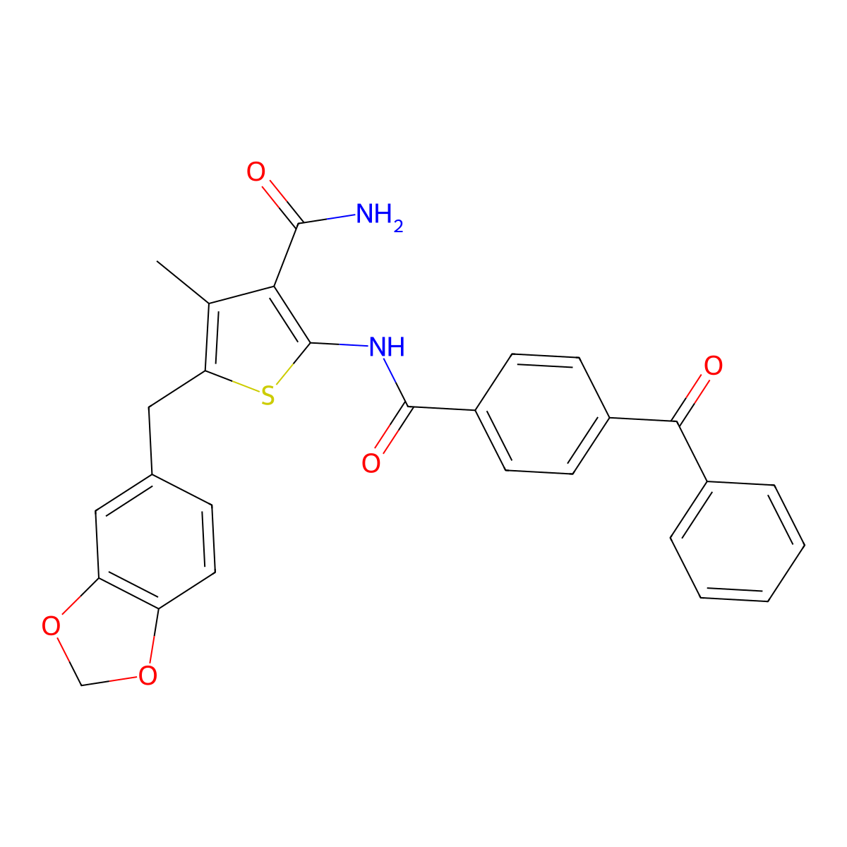 5-(1,3-Benzodioxol-5-ylmethyl)-2-[(4-benzoylbenzoyl)amino]-4-methylthiophene-3-carboxamide molecular structure, CAS 476368-48-6