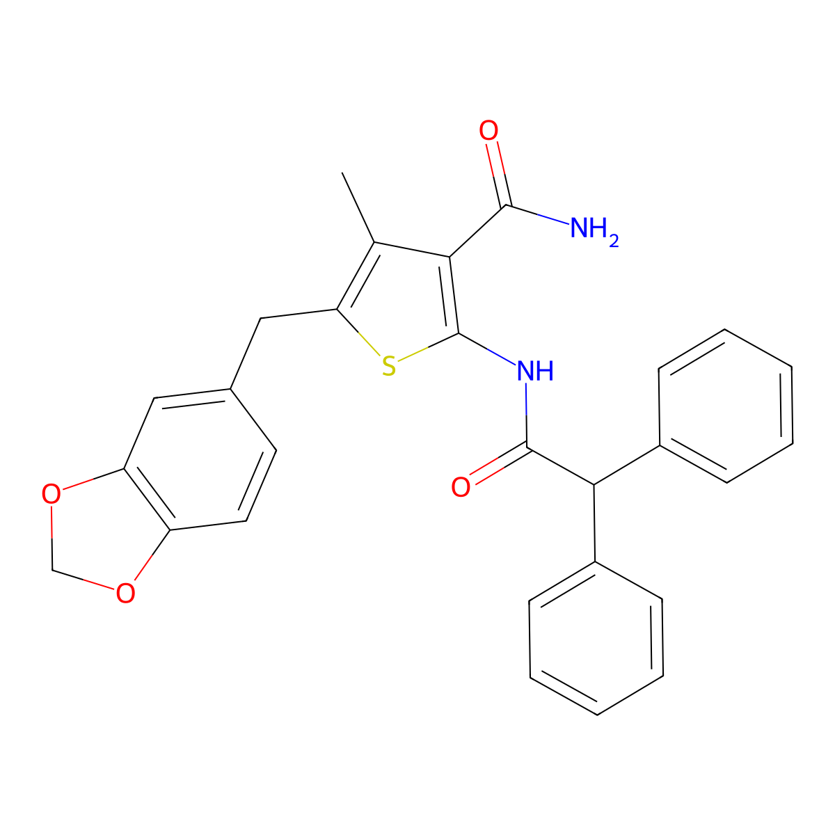 5-(Benzo[d][1,3]dioxol-5-ylmethyl)-2-(2,2-diphenylacetamido)-4-methylthiophene-3-carboxamide molecular structure, CAS 476368-86-2