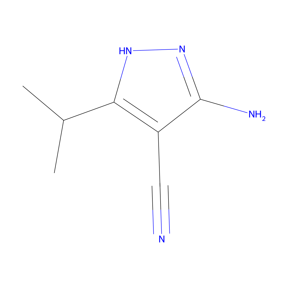 3-Amino-5-(propan-2-yl)-1H-pyrazole-4-carbonitrile molecular structure, CAS 476371-64-9