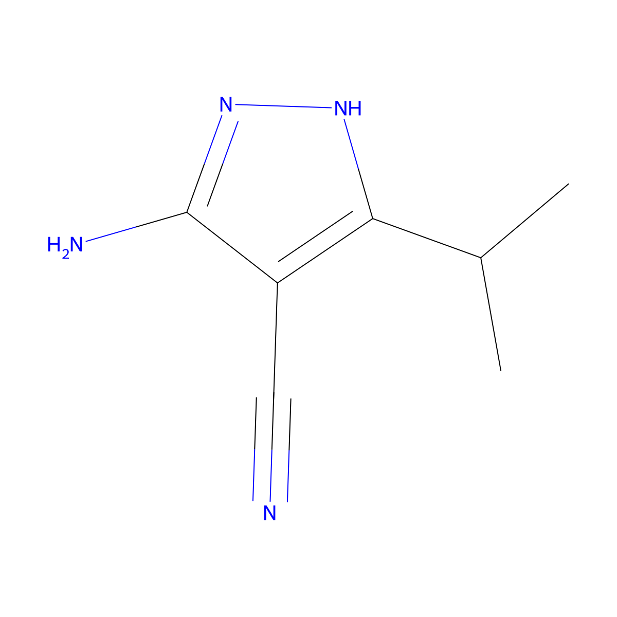 3-Amino-5-(propan-2-yl)-1H-pyrazole-4-carbonitrile molecular structure, CAS 476371-64-9