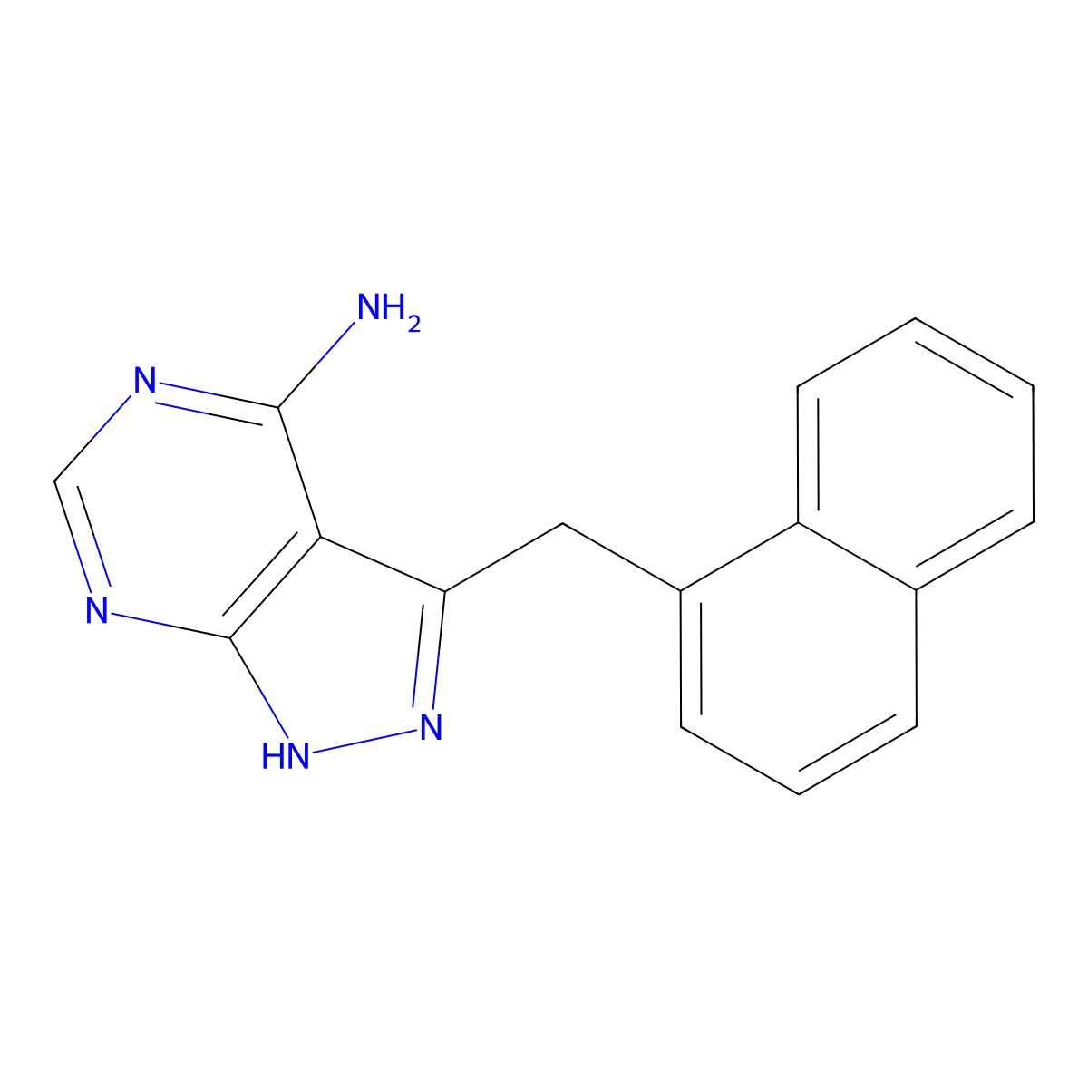 3-(Naphthalen-1-ylmethyl)-1h-pyrazolo[3,4-d]pyrimidin-4-amine molecular structure, CAS 476371-69-4