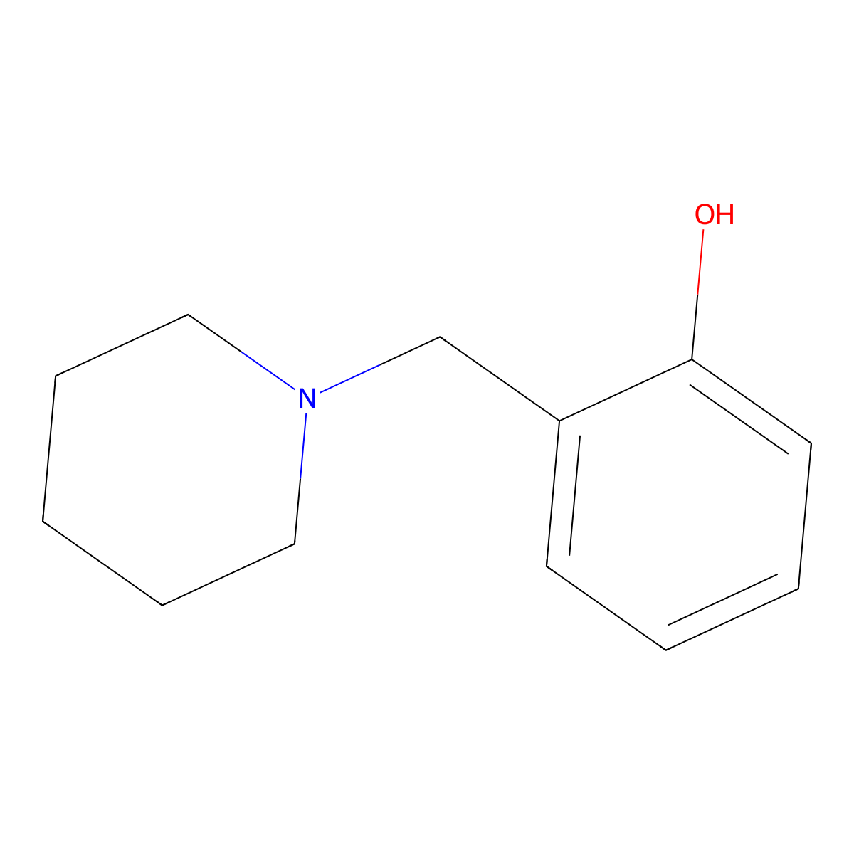 2-(1-Piperidinylmethyl)phenol molecular structure, CAS 4764-13-0