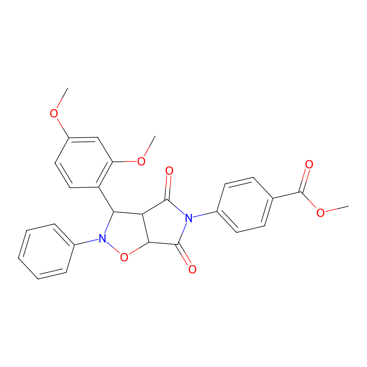 methyl 4-[3-(2,4-dimethoxyphenyl)-4,6-dioxo-2-phenyl-hexahydro-2H-pyrrolo[3,4-d][1,2]oxazol-5-yl]benzoate molecular structure, CAS 476409-99-1