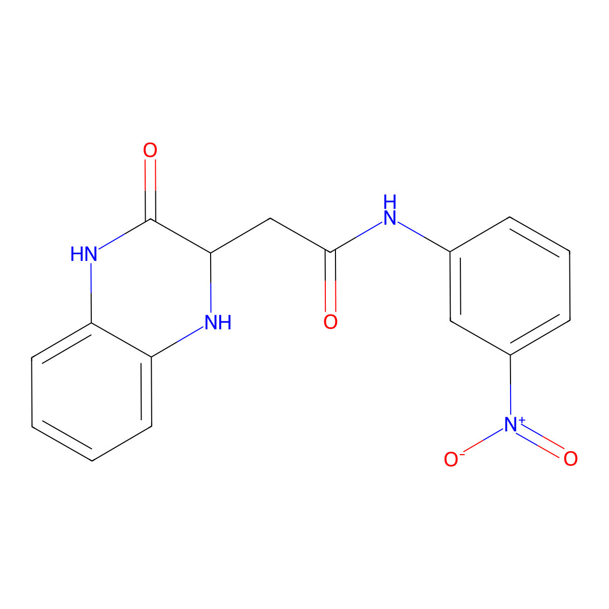 N-(3-nitrophenyl)-2-(3-oxo-1,2,3,4-tetrahydroquinoxalin-2-yl)acetamide molecular structure, CAS 476410-15-8